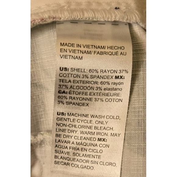 Chicos Womens Pull On White Cropped Floral Pattern‎ Chino Pants 27x23 Size 000 - Picture 10 of 10